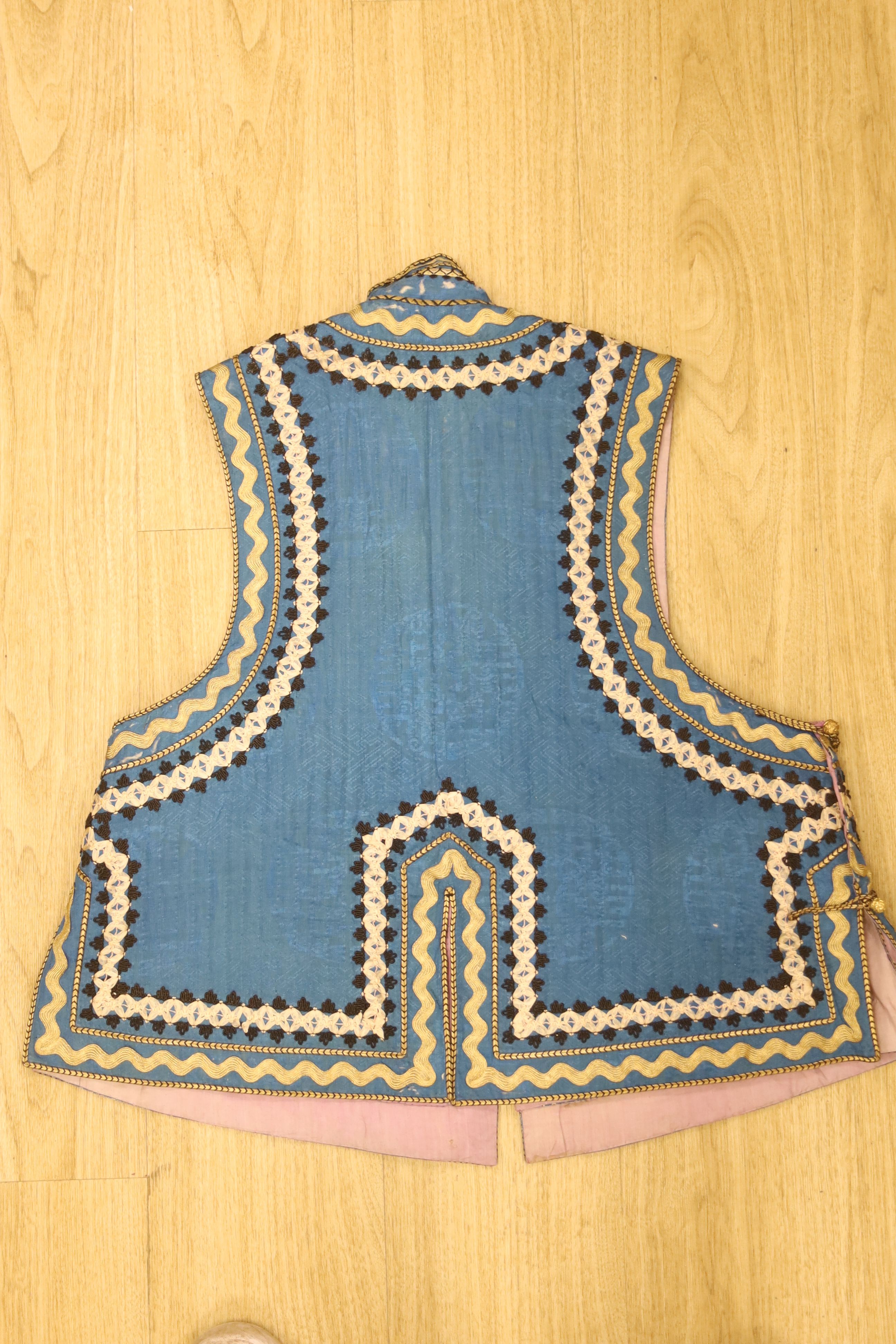 An early 20th century Chinese blue silk waistcoat